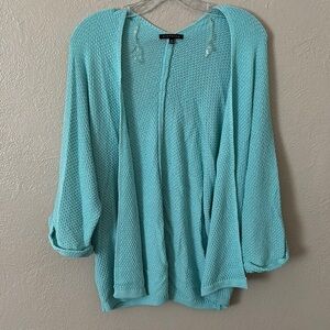 Womens Staccato Dolman Sleeve Lightweight loose knit Sweater Cardigan, Blue, S/M